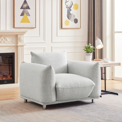 CAVINAS Single Sofa Accent Chair Fabric Cotton Linen Chair Modern Upholstered 1-seater Sofa Couch for Apartment and the Living Room