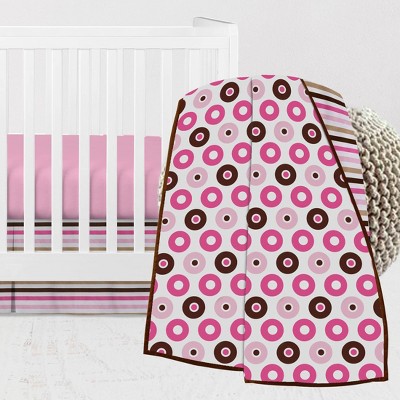 Bacati - Mod Dots Stripes Pink Fuschia Beige Chocolate 3 pc Crib Bedding Set