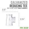 Pipe Decor 3/4 in. x 1/2 in. x 1/2 in. Galvanized Reducing Tee - 3 of 4