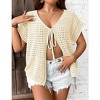 Coolmee Women's Crochet Shrug Sweater Tie Front Knit Bolero Shrug Cropped - 2 of 4