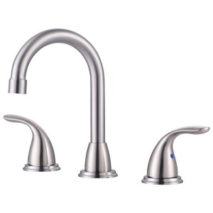 WOWOW 8 in. Widespread Double Handle Bathroom Faucet with Drain Kit Included in Brushed Nickel - 1 of 4