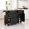 Farmhouse Kitchen Island Set with Drop Leaf,Storage Cabinet,Drawers, Towel Rack and 2 Stools, Dining Table Set with Adjustable Shelf, Kitchen Cabinets - 4 of 4