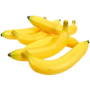 Juvale Set of 6 Plastic Artificial Bananas Individual Fake Faux Fruits for Home Kitchen Decor, Yellow - 1 of 4