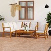 vidaXL 5-Piece Patio Lounge Set in Solid Acacia Wood with Cream Cushions – Stylish, Modern Design for Outdoor Living, Modular and Washable - 2 of 4