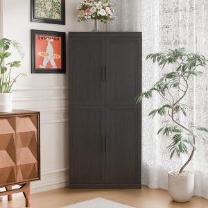 MAYEERTY Modern 4 Doors Utility Storage Cabinets Efficient Storage for Living Room Dining Room Bedroom Black 2 Piece - 1 of 4
