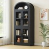 Arched Bookshelf with Doors, 71.4" Tall Farmhouse Bookcase, 15.8" Deep Wooden Display Cabinet with Storage Shelves - 2 of 4