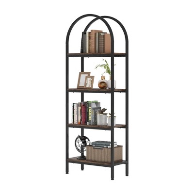 Lirago,4-Tier Arched Bookshelf – E1 Particleboard & Metal Frame – Stylish Storage for Home Office, Living Room