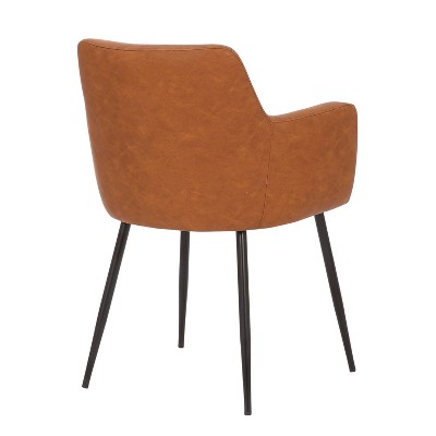 Modern Light Brown Faux Leather Accent Chair with Metal Legs
