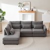 TIRAMISUBEST 4-Piece L-Shaped Sectional Sofa with 4 Lumbar Pillows, Convertible Linen Couch with Ottoman - 3 of 4