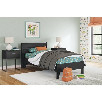 Black Twin Contemporary Wood Platform Bed