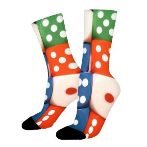 Color Dice Women Printed Crew Socks Funny Funky Socks Soft Polyester Novelty Gifts for Artists Men - 1 of 1