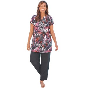 Swim 365 Women's Plus Size Longer Length Short-Sleeve Swim Tunic - 1 of 4