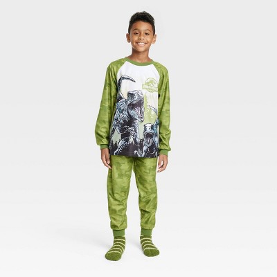 Boys' Jurassic World Pajama Set with Cozy Socks - Green