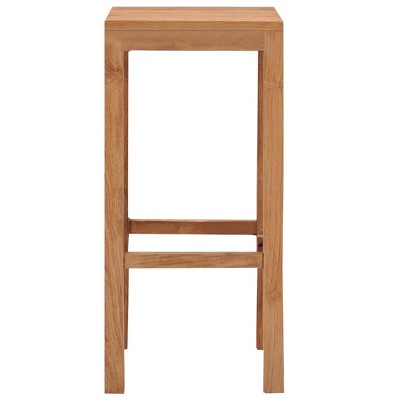 Set of 2 Teak Wood Armless Bar Stools