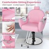 Tangkula Barber Chair Reclining Salon Chair for Hair Stylist w/ Adjustable Height Headrest Pink - 4 of 4