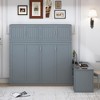 Queen Size Wall Murphy Bed Multifunctional Foldable Platform Bedframe with Desk, Storage Shelves and Big Cabinets, White/Gray-ModernLuxe - 2 of 4
