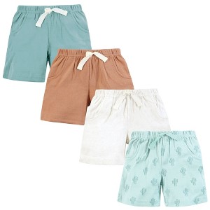 Hudson Baby Infant Boys Shorts Bottoms 4-Pack, Desert Cactus - 1 of 4