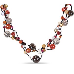 EVERLY JEWELRY | Multicolor Cultured Freshwater Pearl, Quartz and Agate Bead 3-Strand Twisted Necklace - 18 in - 1 of 1