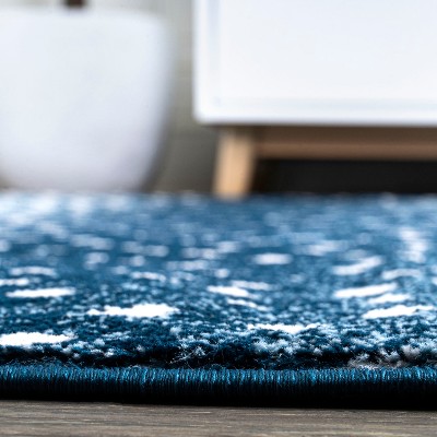 Navy and Cream Abstract Washable 8' x 10' Area Rug