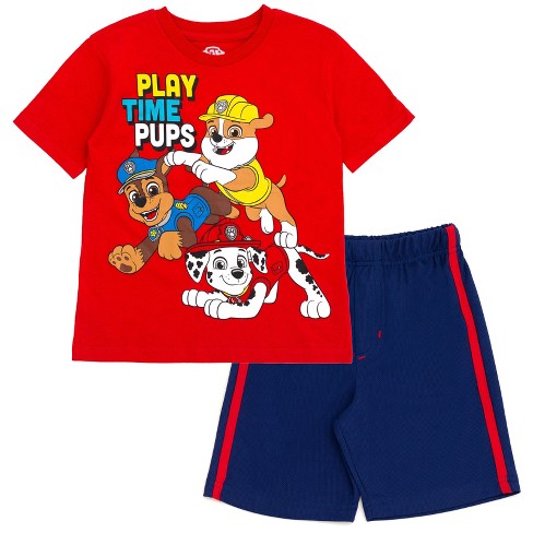 Paw Patrol Chase Marshall Rubble Big Boys T-shirt And Mesh Shorts