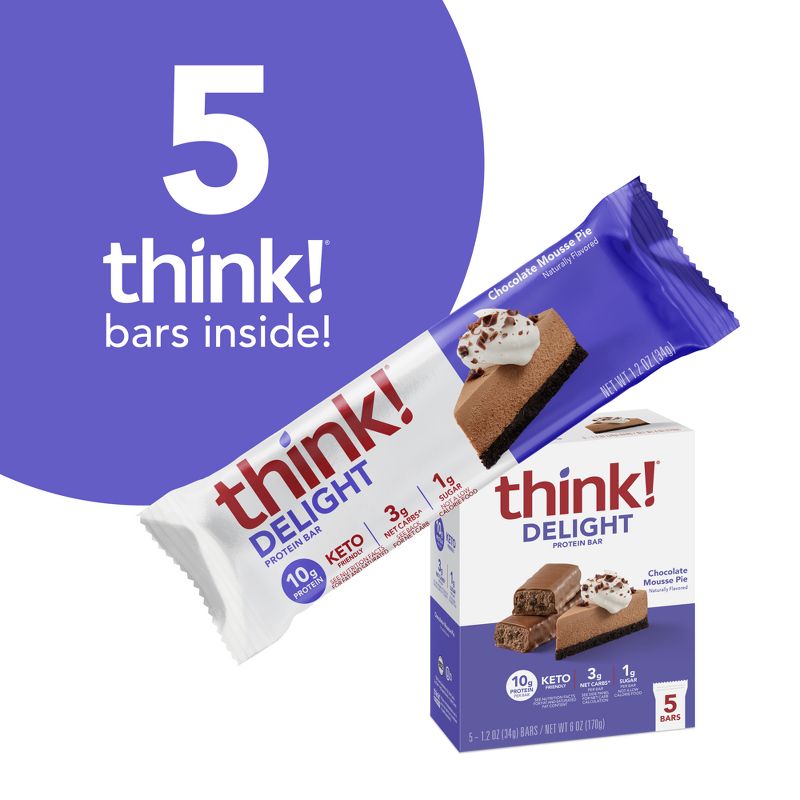 think! High Protein Keto Chocolate Mousse Pie Bars - 5pk, 6 of 16