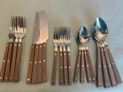 20pc Stainless Steel Burlington Silverware Set Faux Wood - Threshold™