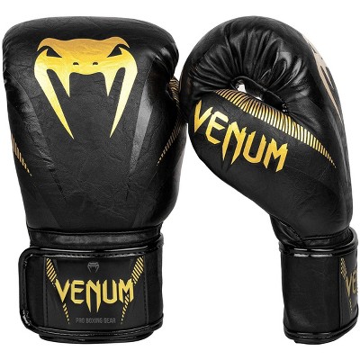 Venum Impact Monogram Hook and Loop Boxing Gloves - 8 oz. - Black/Pink/Gold  
