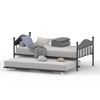 Daybed with Trundle, Metal Twin Bed Frame with Pop Up Foldable Trundle Bed, Sofa Bed Frame with Stylish Headboard - 3 of 4
