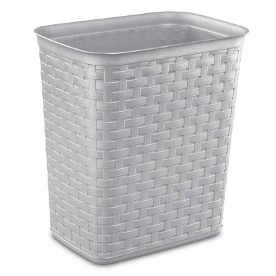 LunaLulinlk 3.4 Gallon Weave Trash Can, Plastic, Bedroom, Cement