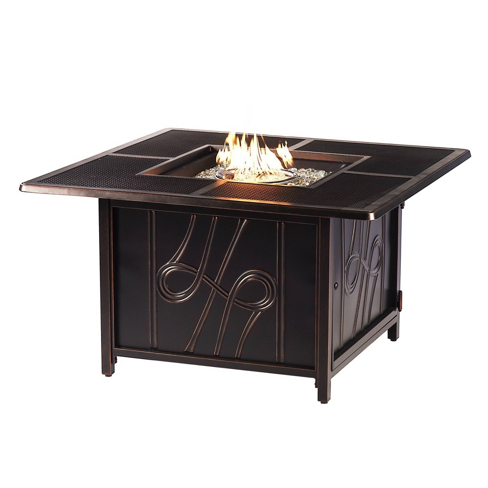Photos - Electric Fireplace 42" Square Aluminum Outdoor Propane Fire Table with Wind Blockers Lid & Pr