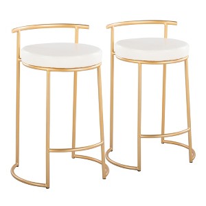 26" Contemporary Round Counter Stools with Padded Upholstered Seat and Metal Frame (Set of 2) for Kitchen or Dining Area - 1 of 4