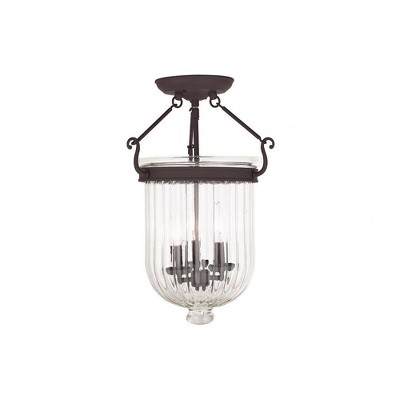 Livex Lighting Coventry 3 - Light Semi-Flush Mount in  Antique Brass