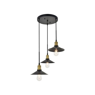 Elegant Lighting Etude 3 light brass and black Pendant