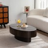 NicBex Modern Oval Handcrafted Relief Coffee Table for Living Room,Wooden Tea Table with Sturdy Pedestal,Accent Center Table - 3 of 4