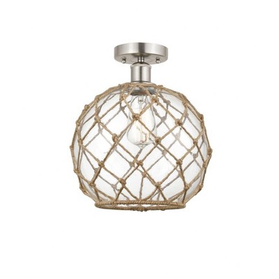 Farmhouse Rope - 1 Light Semi-Flush Mount In Industrial Style-12.75 Inches Tall and 10 Inches Wide