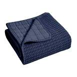 Mills Waffle Navy Quilted Throw - Levtex Home