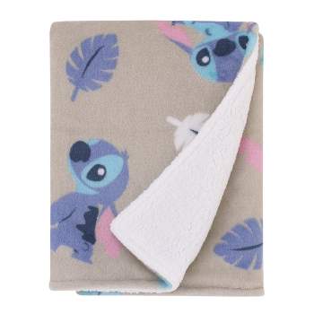 Disney Stitch Gray, Blue, Aqua, and White Super Soft Plush Cuddly Plush Baby Blanket