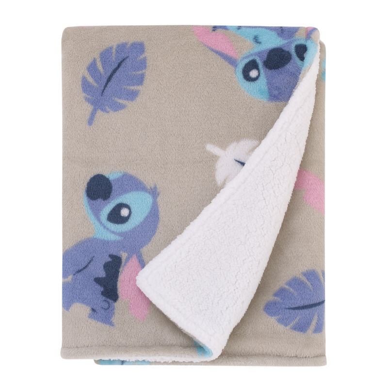 Disney Stitch Gray, Blue, Aqua, and White Super Soft Plush Cuddly Plush Baby Blanket, 1 of 5