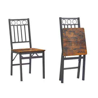 Syemin Dining Chairs 2 Piece Folding Dining Chairs, Portable Foldable Chairs pholstered Dining Room Chair, Kitchen Chairs, Brown, 16.93"*15.35"*34.84"