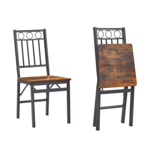 Syemin Dining Chairs 2 Piece Folding Dining Chairs, Portable Foldable Chairs pholstered Dining Room Chair, Kitchen Chairs, Brown, 16.93"*15.35"*34.84" - 1 of 4