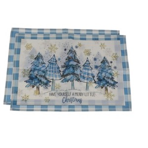 Unique Bargains Christmas Place Mats Flax Light Blue White 11.8"x17.7" 2 Pcs - 1 of 4