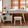 KWPZQEB 3-in-1 Makeup Vanity Desk with Flip-Top Mirror and Stool, Dressing Table Set with Storage Shelves, Cabinet & Storage Drawers, Vanity Table - 3 of 4