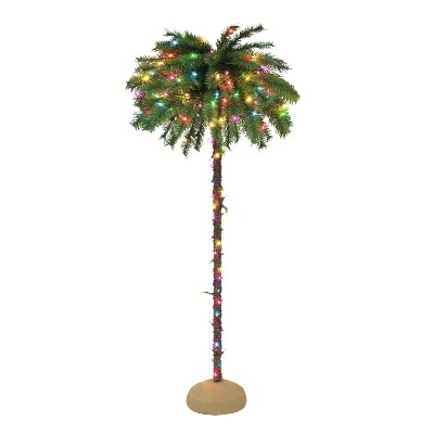 Puleo 6' Pre-Lit Artificial Palm Tree Multicolor Lights