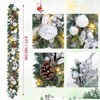 6ft Silver & White Christmas Garland with Lights ,Battery Operated, Pine Cones & Ball Ornaments for Indoor/Outdoor Mantle & Stair Railing Decorations - 3 of 4