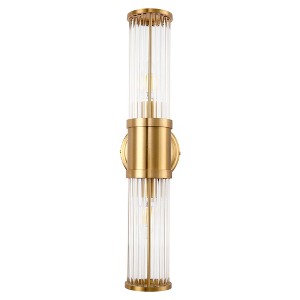 DORESshop 3 in. 2-Light Crystal Modern Vanity Light, Brass Bathroom Wall Sconce, Vertical Horizontal Wall Mount Lighting - 1 of 4