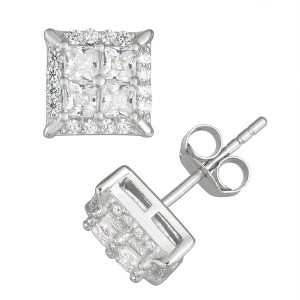 Designs By Gioelli Men's Sterling Silver Cubic Zirconia Stud Earrings - 1 of 2