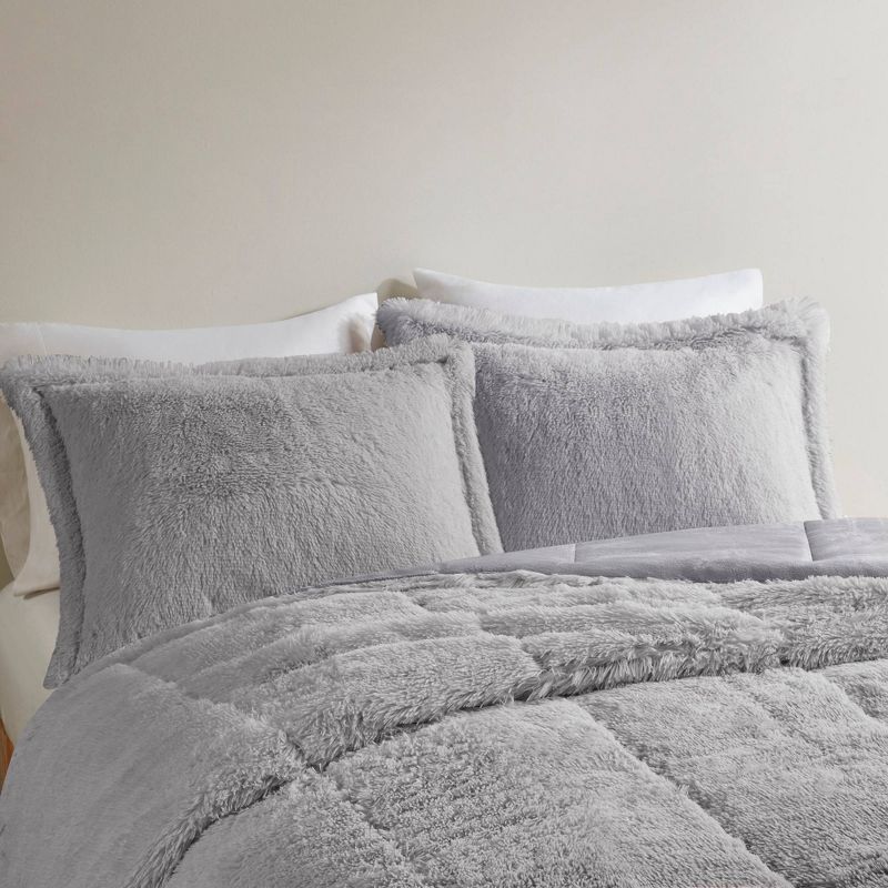  Intelligent Design Leena Shaggy Long Faux Fur Comforter Mini Set, 6 of 11
