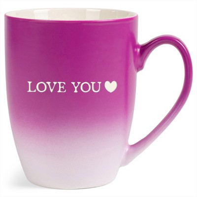 Elanze Designs Love You Two Toned Ombre Matte Pink and White 12 ounce Ceramic Stoneware Coffee Cup Mug