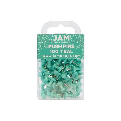 JAM Paper Colored Pushpins Teal Push Pins 2 Packs of 100 22432067A