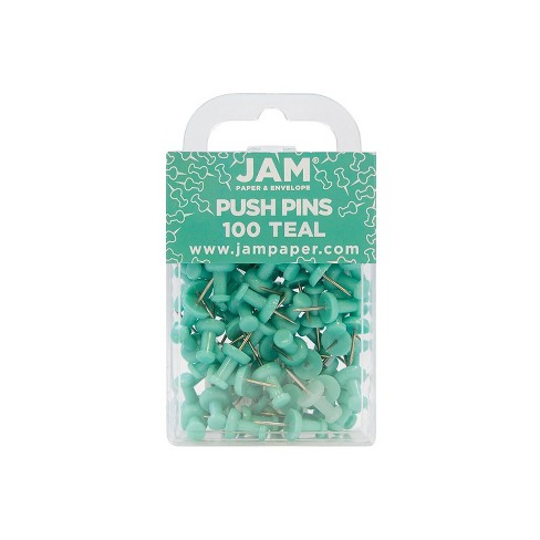JAM PAPER Colorful Push Pins - Gold Pushpins - 100/Pack